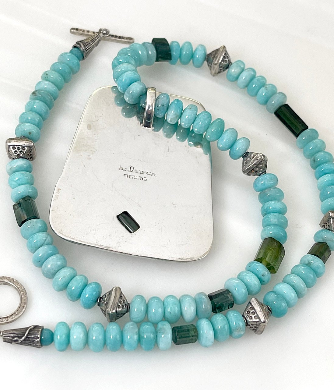 Chrysocolla, Tourmaline, Moonstone, & Amazonite Necklace