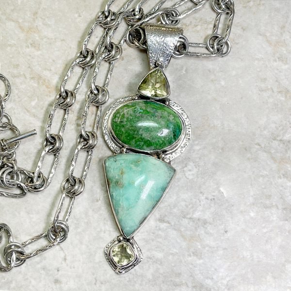 Large Topaz, Jasper, & Chrysoprase Necklace