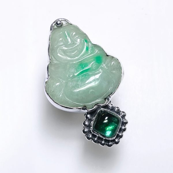 Jade Buddha & Green Tourmaline Ring